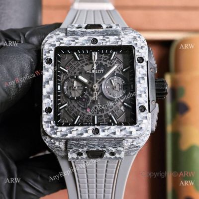 Hublot New 2024 Square Bang Unico Watches Gray Carbotech-QuickSwitch Strap